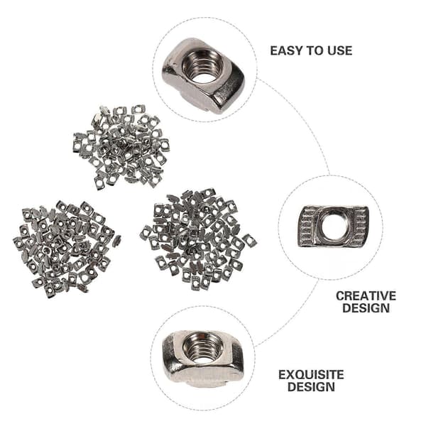 [RM]Hammarhuvudmutter Kolstål T-mutter för aluminiumprofil 180 st set