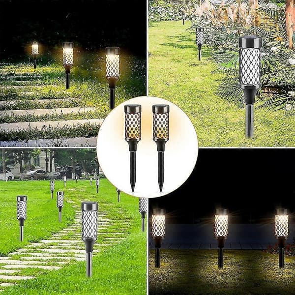 Udendørs Solar Havelampe Solcellelampe (sort-2stk)