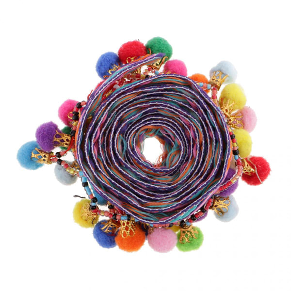 Meter Färgglad Pom Pom Pärlfrans Tofsar Flätad Jacquard Band Kant 33mm