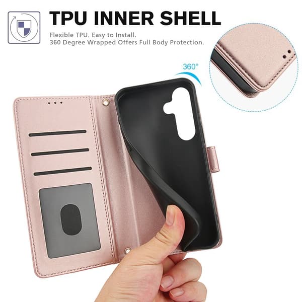 Wallet Case for Samsung Galaxy S26 Plus Faux Leather Stand - Pink