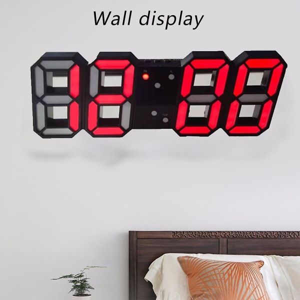 Digital Väggklocka LED Elektronisk Present Väckarklocka Intelligent 3D Digital Klocka Väckarklocka red