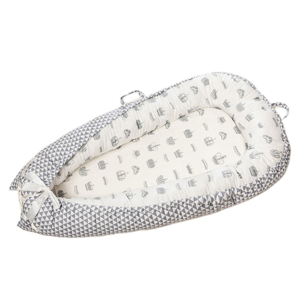 Baby Bomull Vikbar Resesäng, Spjälsäng Sovplats B Crown_White