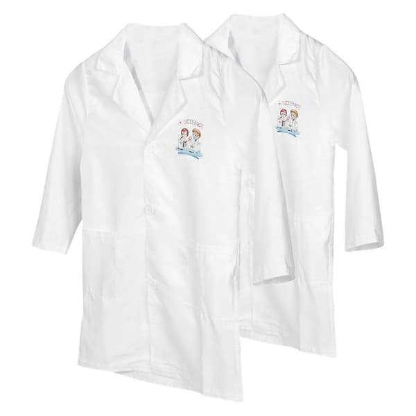 Børne laboratoriekittel til videnskabsrolleleg 2 stk. hvid polyesterkostume