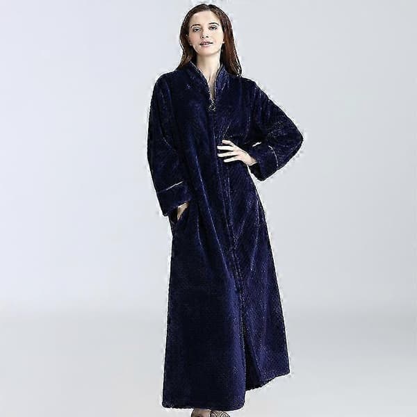[RM] Efterår & vinter lynlås fløjl badekåbe plus størrelse natkjole mænd kvinder fortykket pyjamas flannel hætte white M(40-60kg)