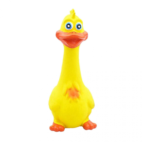 Gummikyckling Skrikande Gnällande Valptugg Leksak Kläm Svart 18x7cm