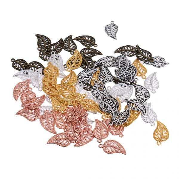 75 st ihåliga blad mönster hängen Berlocker DIY smycken gör tillbehör