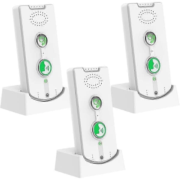 2-vägs trådlöst intercomsystem för hemmet, uppladdningsbart med 500m räckvidd, 3 ringsignaler, 5 volymnivåer, 3-pack White