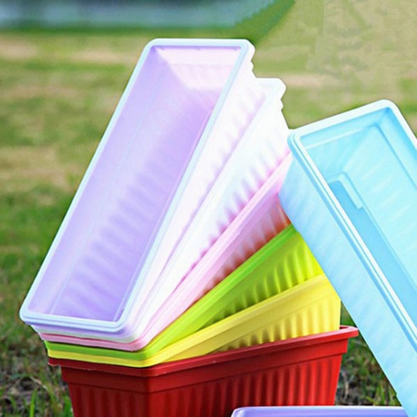 3x Blomkruka Rektangulär Färg Plast Växt Planteringskärl Fat Trädgård Röd