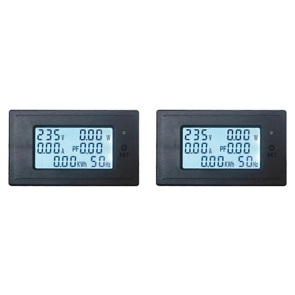 2X 4400W Voltmeter Amperemeter AC 20A Effekt Elmätare HD Digital Display Spänningsströmmätare Black