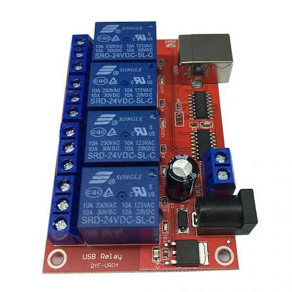 Drivrutinslös 4-kanals HID USB Relämodul USB Relä för 12V MCU-styrning