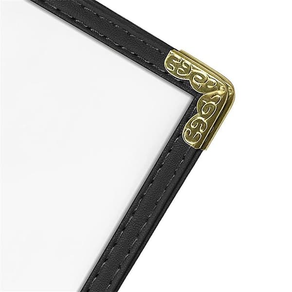 [RM]12-pack Café Style Menu Covers, Double Sided, Crystal Clear Vinyl (Black, 2 Pages/4 Views - 8.5 Inch)