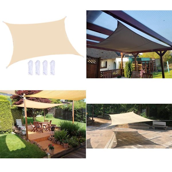 2x3m Solskydd Segel UV-skydd För Uteplats UV-skydd För Utomhusinstallation Beige