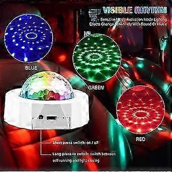 2-pak Mini Diskokugle Lys, Mini Disko Lys Fest Lys 3 Farver Lydaktiveret Diskokugle Lys Bil Dekoration White black