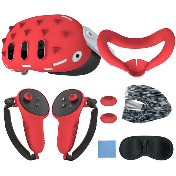 Komplett 7-delt tilbehørssæt til VR - cover, håndkontrolgreb, Rocker Cover, Face Covers, Beskyttelse Red 0.26