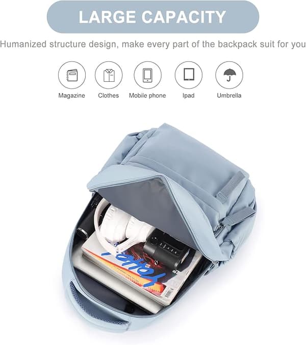 [RM]New laptop backpack, waterproof laptop backpack with 16-inch USB charging school bag blue
