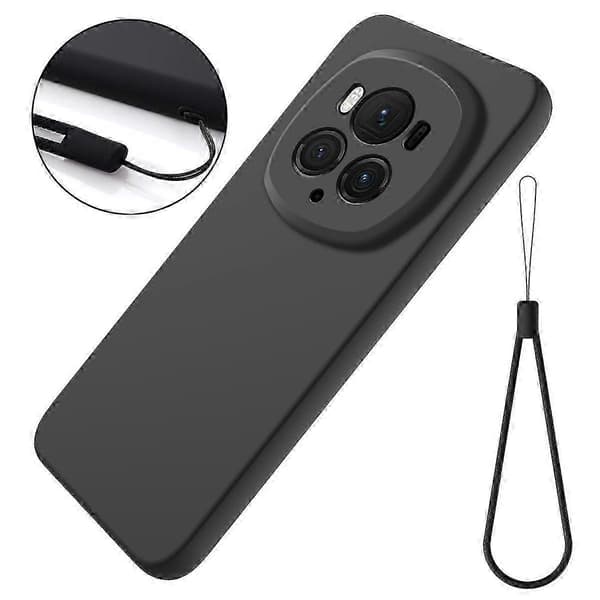 [RM] Ensfarvet flydende silikone-cover med stødabsorbering Black For Honor Magic6 Pro