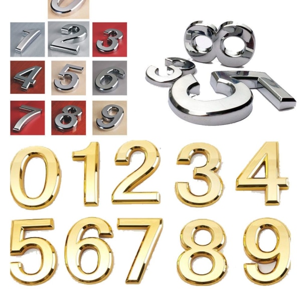 Golden Number Door Hem Hotell Plast Sticky Sticker Numbers Numeriska 0