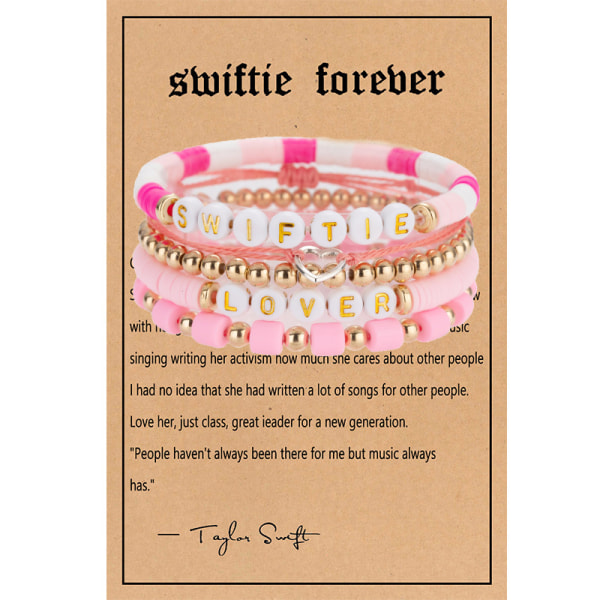 Bohemian Taylor Swift Friendship Letter Pärlstav Polymer Clay Armband Set LOVER with