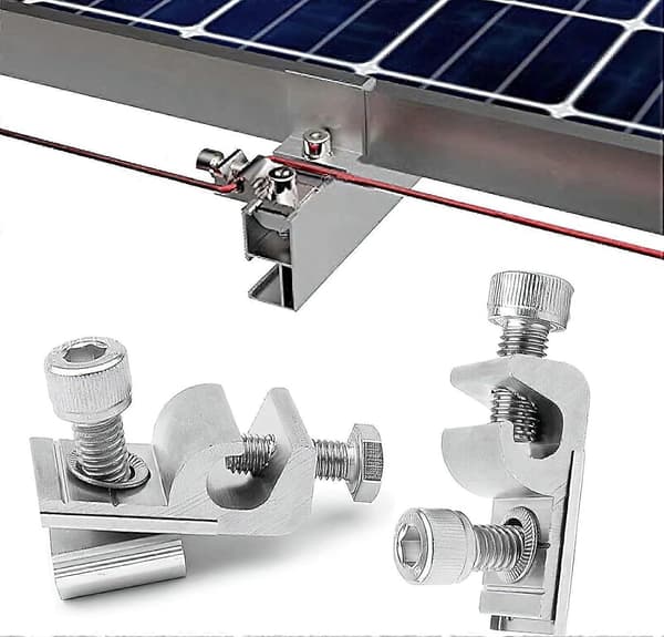 Solpanelsfäste, jordningsklämma för solpanel, 4 st aluminium PV-solpaneländklämmor, för solcellsmonteringssystem