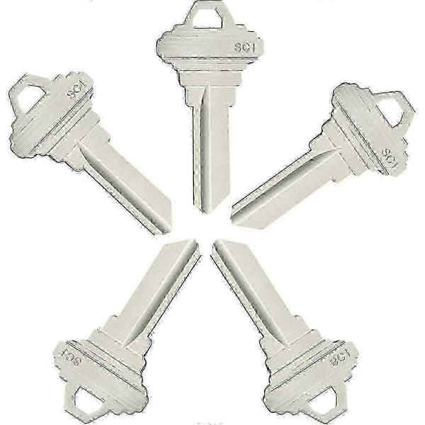 100 Pcs Brass & Silver Blank Keys SC1 Key Blanks for Home & Office - 100-Pack