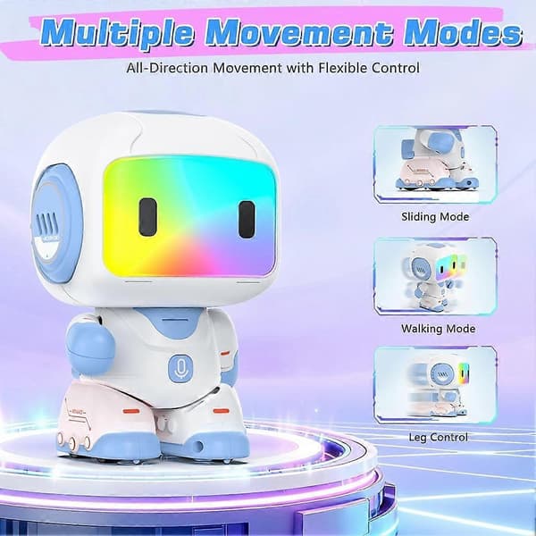 [RM]Intelligent fjernkontrollrobotleke for barn, interaktiv opptak, LED-lys, musikk, dans, programmerbar robot