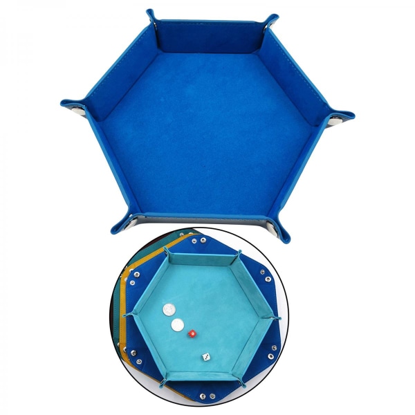 Hexagon Vikbar Tärningsbricka Rullbricka Hållare Tärningsspel Fest Casino Blå