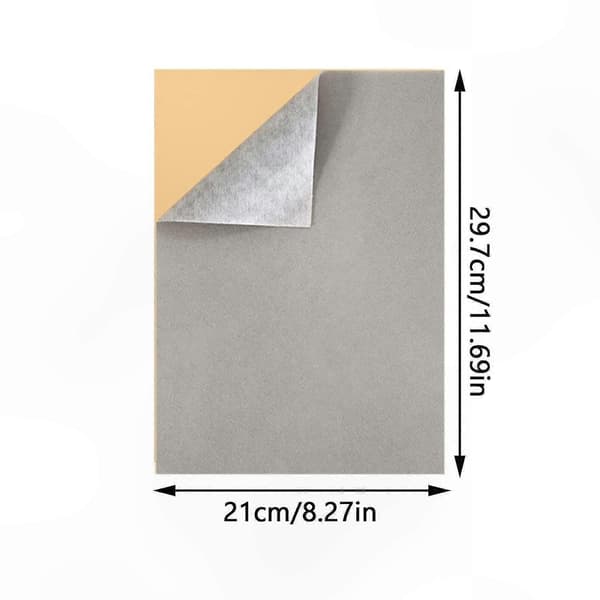 10 ark selvklæbende fløjlfiltforinger, 21x29,7 cm, polstring til skuffe- og hyldeorganisering Gray