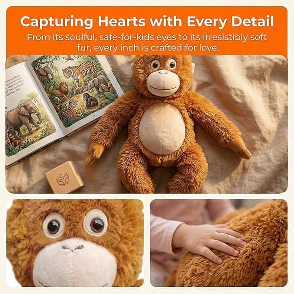[RM]Orangutang Plyslegetøj Sæt 35cm Brun Grå Babymonkey Kæle Design gorilla