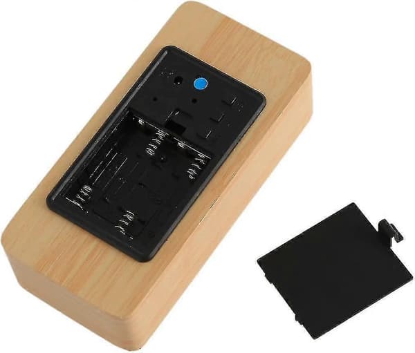 [RM]Digital Wooden Clock - Multifunctional LED Alarm Clock with Time / Date / Temperature Display and Voice Control