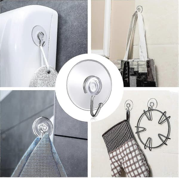 40 mm Clear Plastic Suction Cup Kitchen Bathroom Wall Suction Cup Waterproof Suction Hooks No Drilling Adhesive Needed, 6 Pieces