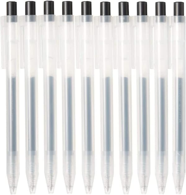 [RM]Smidig gelbläckspenna Knock Type 10-pack, 0,5 mm spetsstorlek, svart