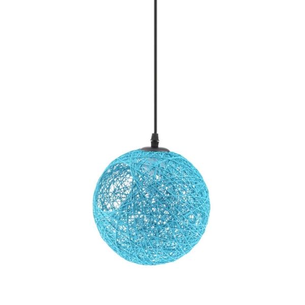 Rotting Wicker Ball Globe takhängande lampskärm med hål 20cm blå
