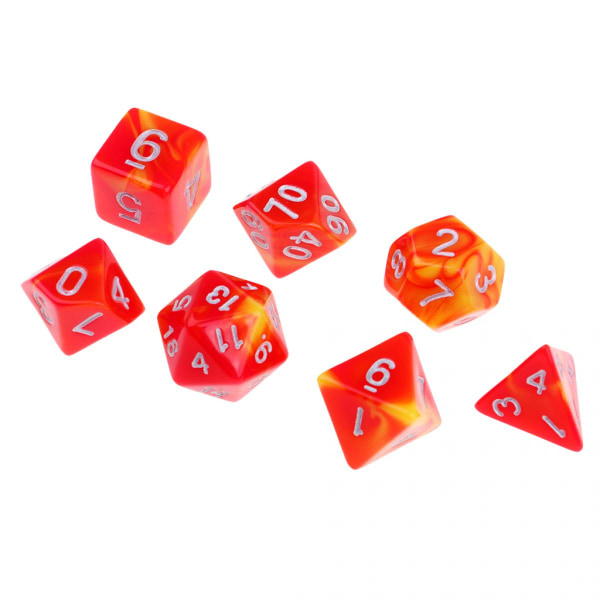 Set med 7 polyedriska tärningar för dungeons and dragons. bordsspel rpg mtg d