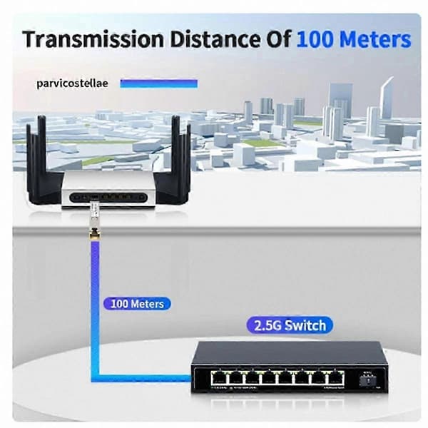 2.5G SFP til RJ45 konvertermodul, 2500Mbps Gigabit Ethernet, 100/1000M kompatibel optisk transceiver Silver
