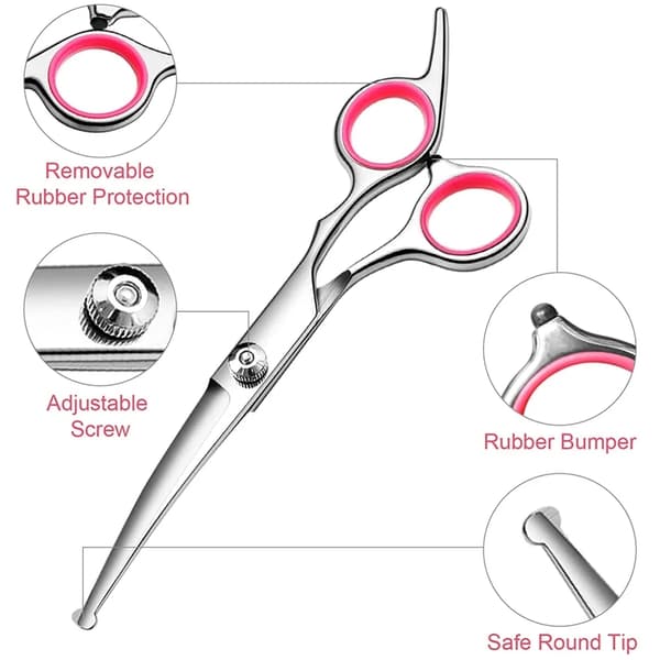 Dog Scissors Curved 19 cm - Pet Scissors - Rounded[RM] Silver silver