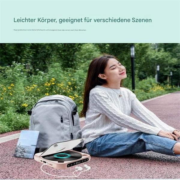 [RM]Portable CD Player with Bluetooth Connectivity, HiFi Sound Quality, Anti-Skip Shockproof CD Music Player with Touch LCD Screen, Rechargeable Battery