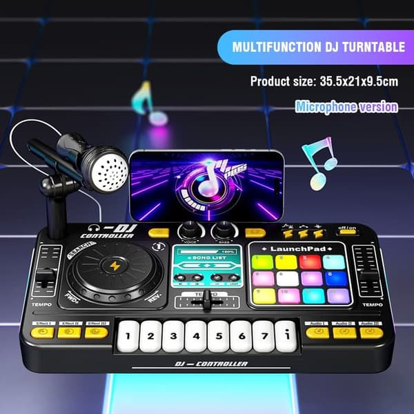 [RM] Kids DJ Mixer with Microphone and Bluetooth Keyboard - Fun Musical Gift for Birthdays Bluetooth version