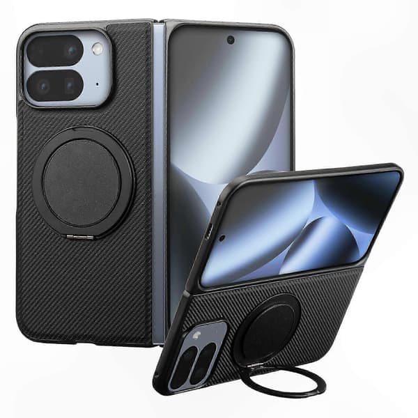 Magnetiskt telefonfodral med roterande stödben för Google Pixel 9 Pro Fold 5G - Hybrid PC TPU baksida