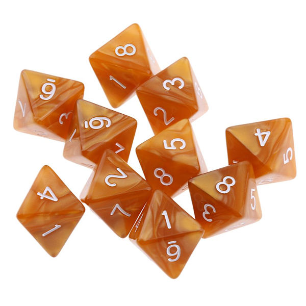 10 st 8-sidiga tärningar D8 Polyhedral Tärningar För Festspel Ljus Kaffe