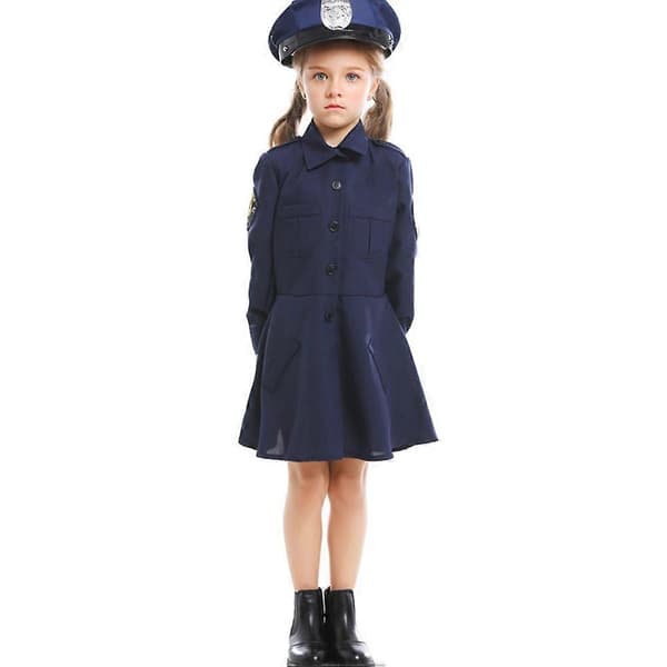Flickor Uniform Barn Rollspel Kjol för Halloween 1 Kostym Marinblå