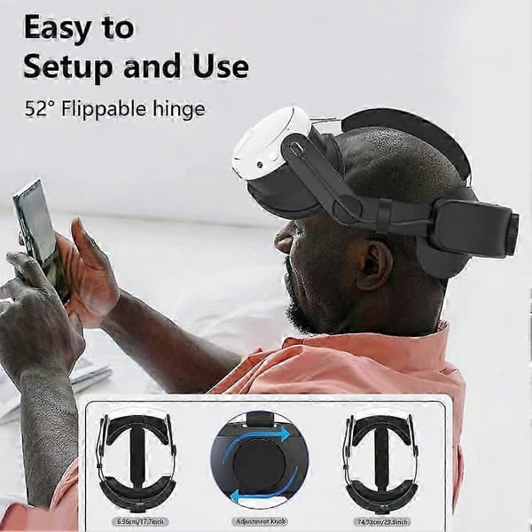 Hovedrem med batteri til Oculus Quest 3/Quest 3S, justerbart Elite-remserstatningstilbehør til Meta Quest 3/3S