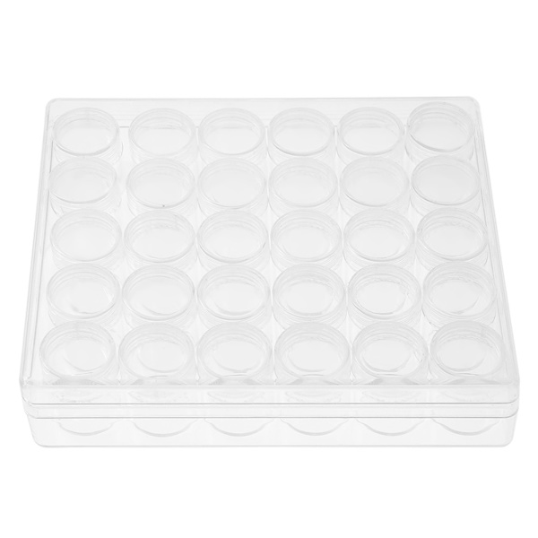 [RM]30 Pcs Clear Plastic Jewelry Beads Small Round Containers with Rectangular Box