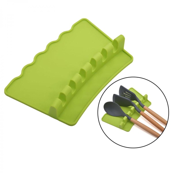Grön silikonskedstöd Värmebeständig spatelhållare Stativhållare