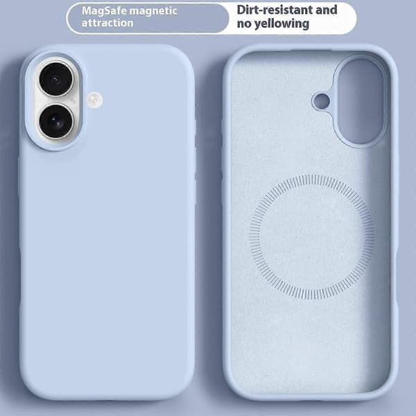 [RM] Til iPhone 17 Cover kompatibelt med MagSafe Flydende Silikone PC Telefoncover Light blue Baby Blue
