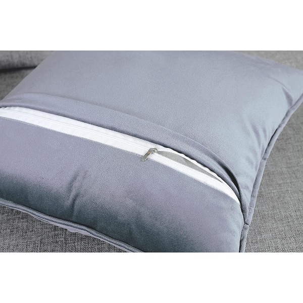 2-pack Sammet Kuddfodral Soffdekoration 45 x 45 cm Mjukt Fyrkantigt Örngott Nordisk Stil Enfärgat Rutigt Överdrag För Sovrum Vardagsrum Bil Utomhus Grey