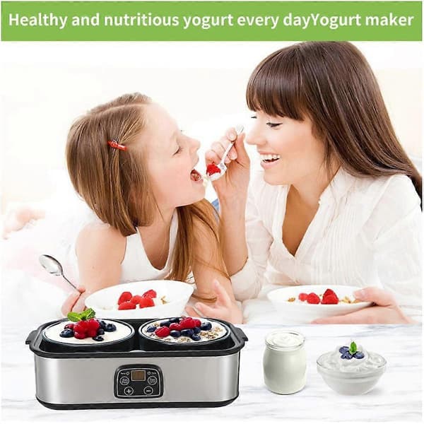 Yoghurtmaskin 2L Stor Kapacitet Automatisk Temperaturkontroll 0-48 Timmar Timer Digital Yoghurtmaskin EU