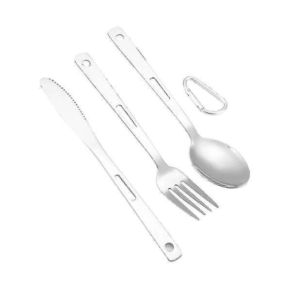 [RM]SHYV-Camping Bestickset Middagsbestick Metall Bestick för Vandring Backpacking Kök Silver