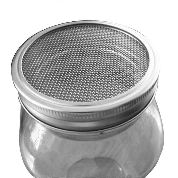 5-pack Groddningslock i Rostfritt Stål 86mm Groddningsburk Sil Lock för Mason Jar med Bred Öppning Konserveringsburkar