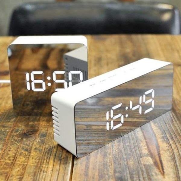 LED Klocka Digital Digital Väckarklocka med Temperatur Plast Multifunktionell Spegel Kalender