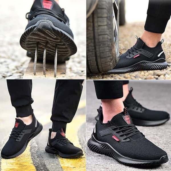 Lette vernesko, arbeidssikkerhetssneakers med ståltåhette, sklisikre byggesko, størrelse 43